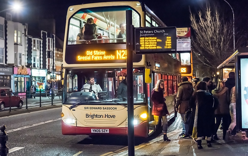 Night Buses, Brighton and Hove Bus company, 2015